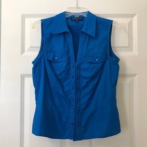 Blue Button Up Vest Shirt